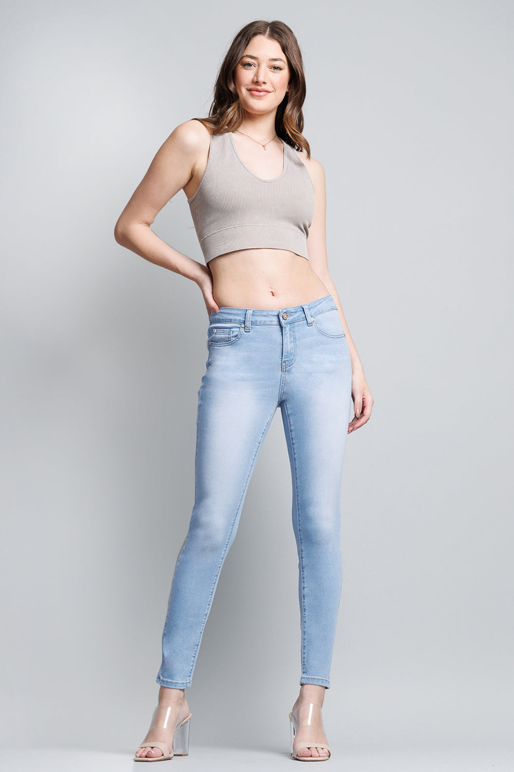 Mid Rise Push Up Ankle Skinny Jeans - Image 3