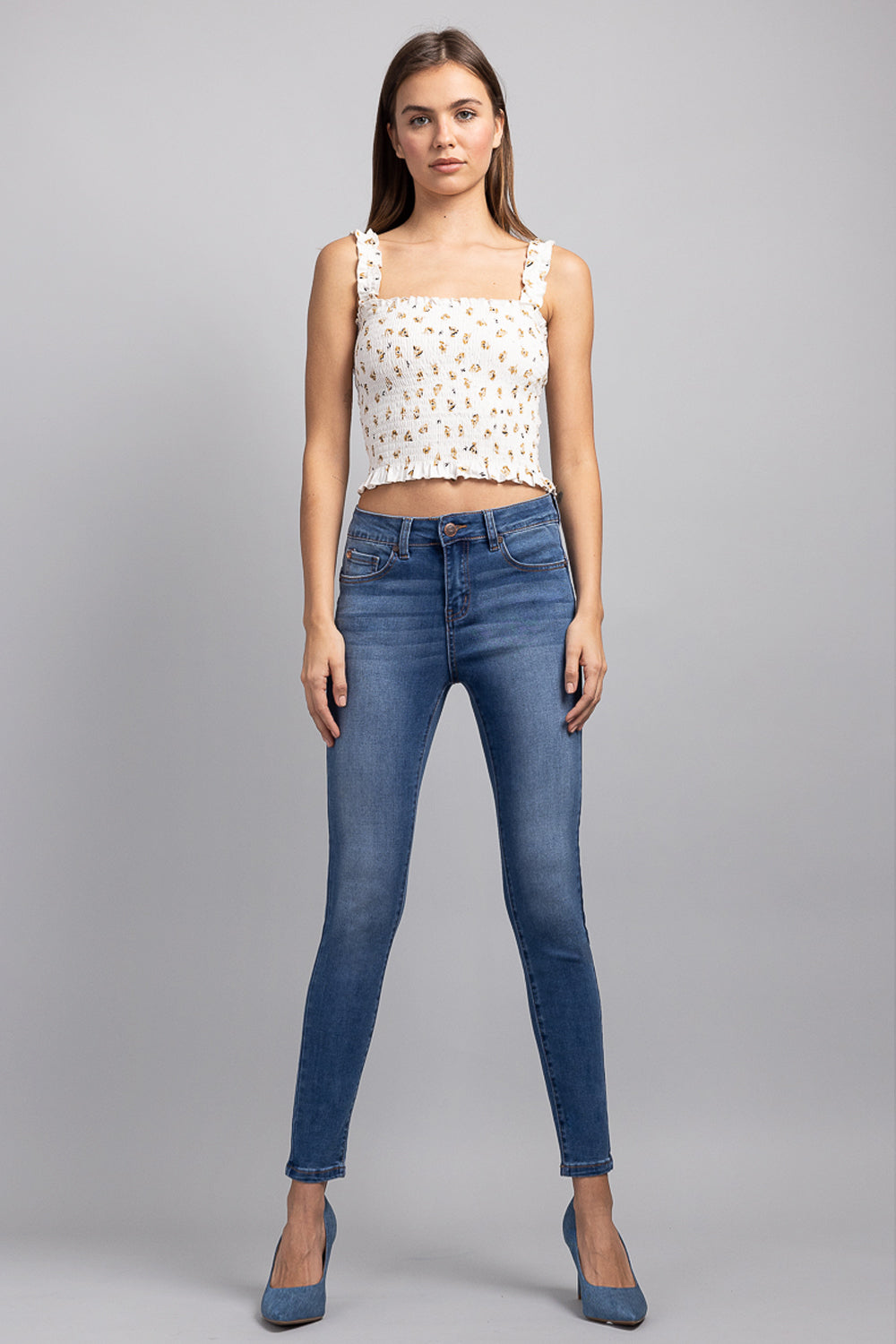Mid Rise Push Up Ankle Skinny Jeans - Image 8
