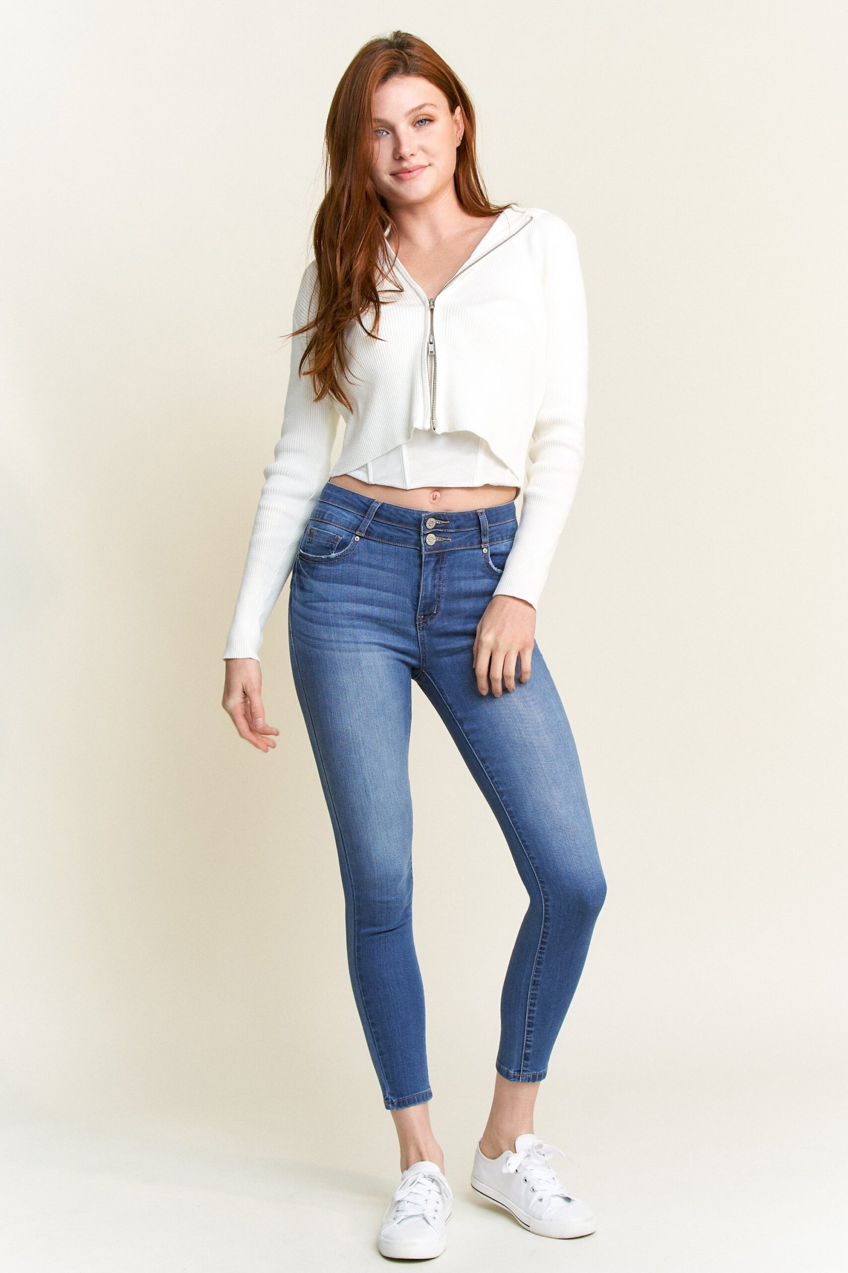 Double Waist High Rise Ankle Skinny Jeans - Image 6