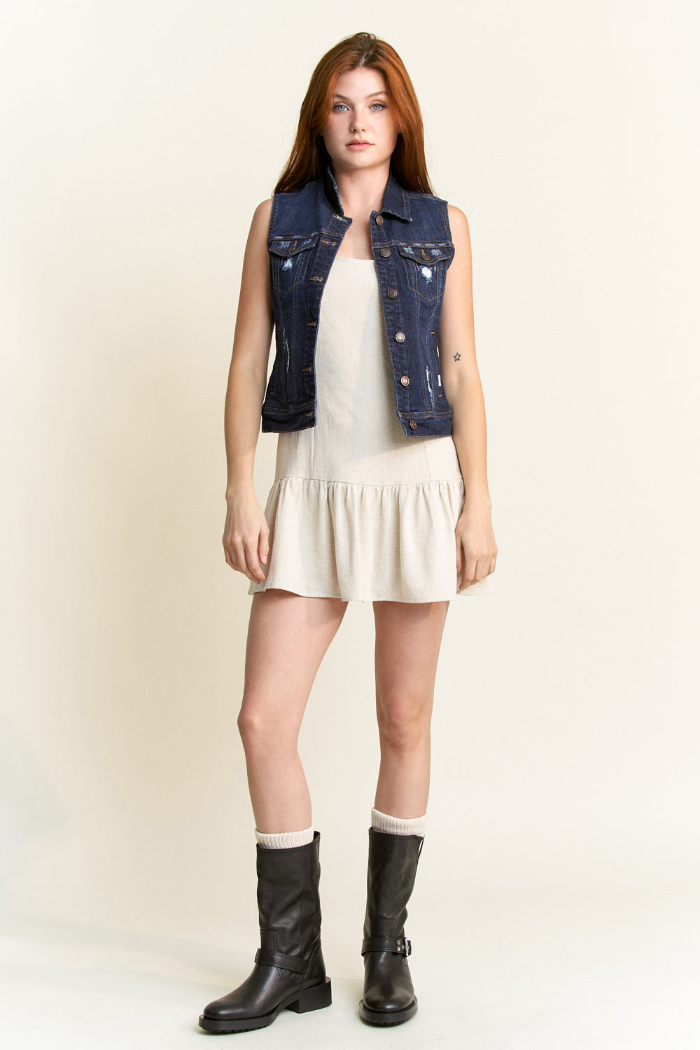 Destructed Regular Fit Denim Vest - Image 7
