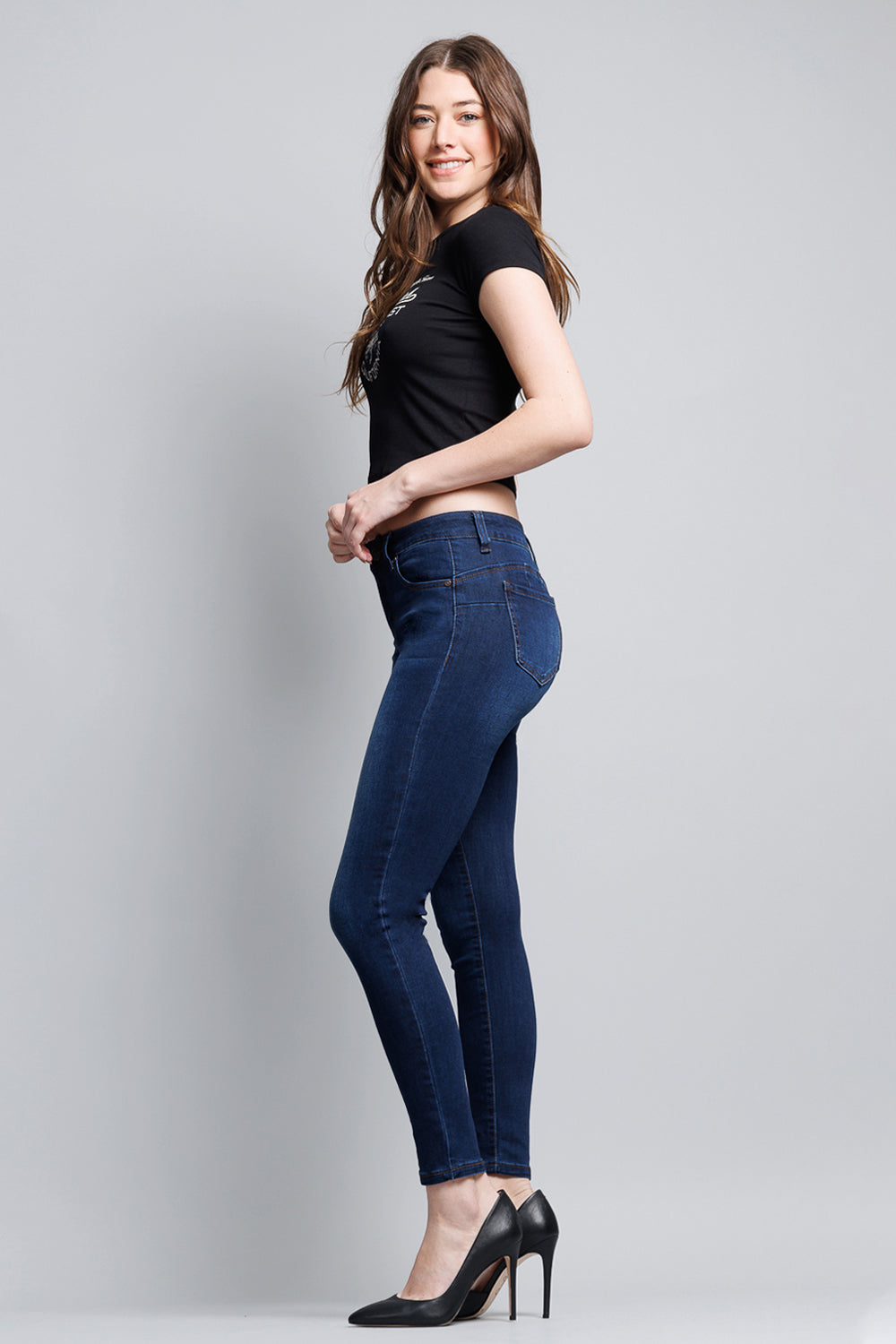 Mid Rise Push Up Ankle Skinny Jeans - Image 5