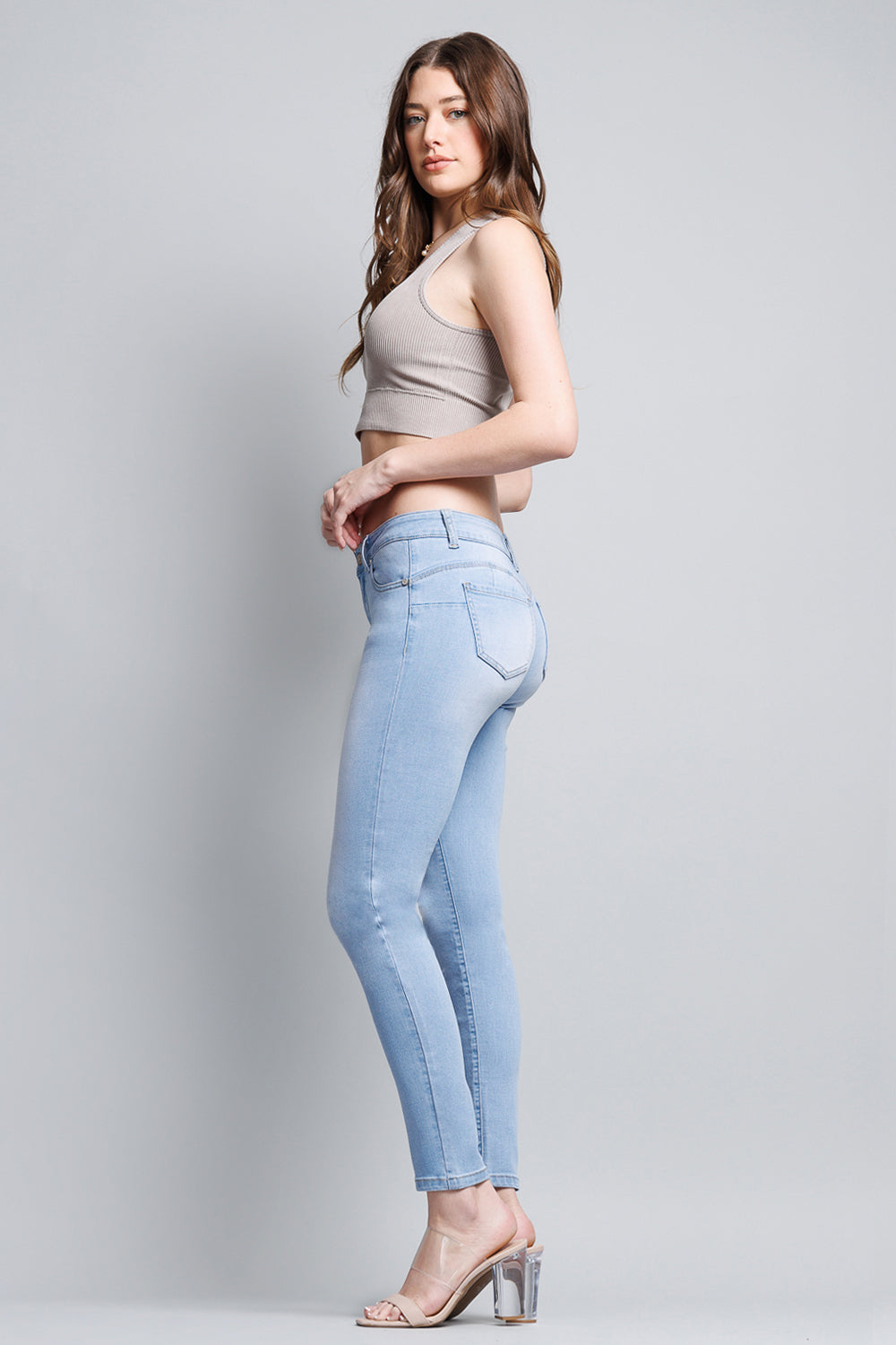 Mid Rise Push Up Ankle Skinny Jeans - Image 2