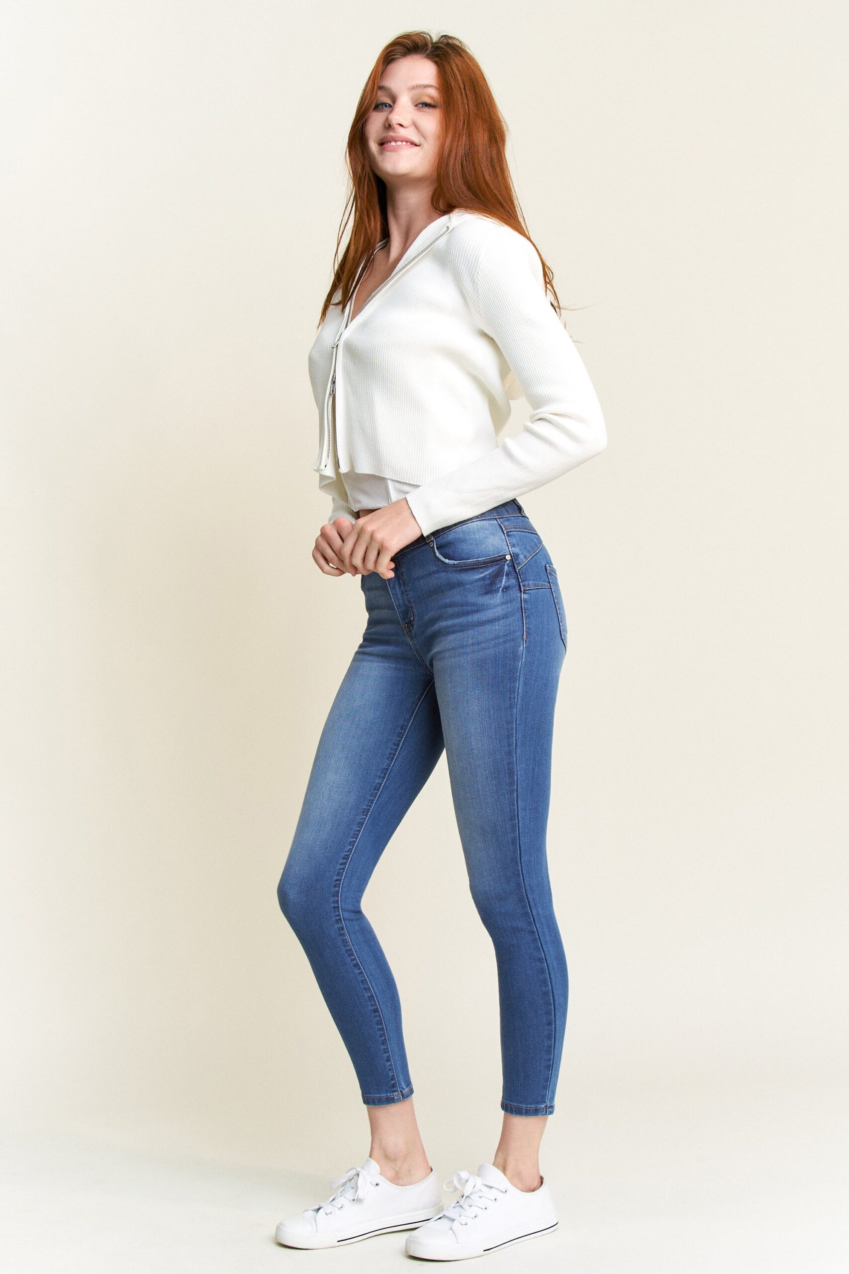 Double Waist High Rise Ankle Skinny Jeans - Image 4