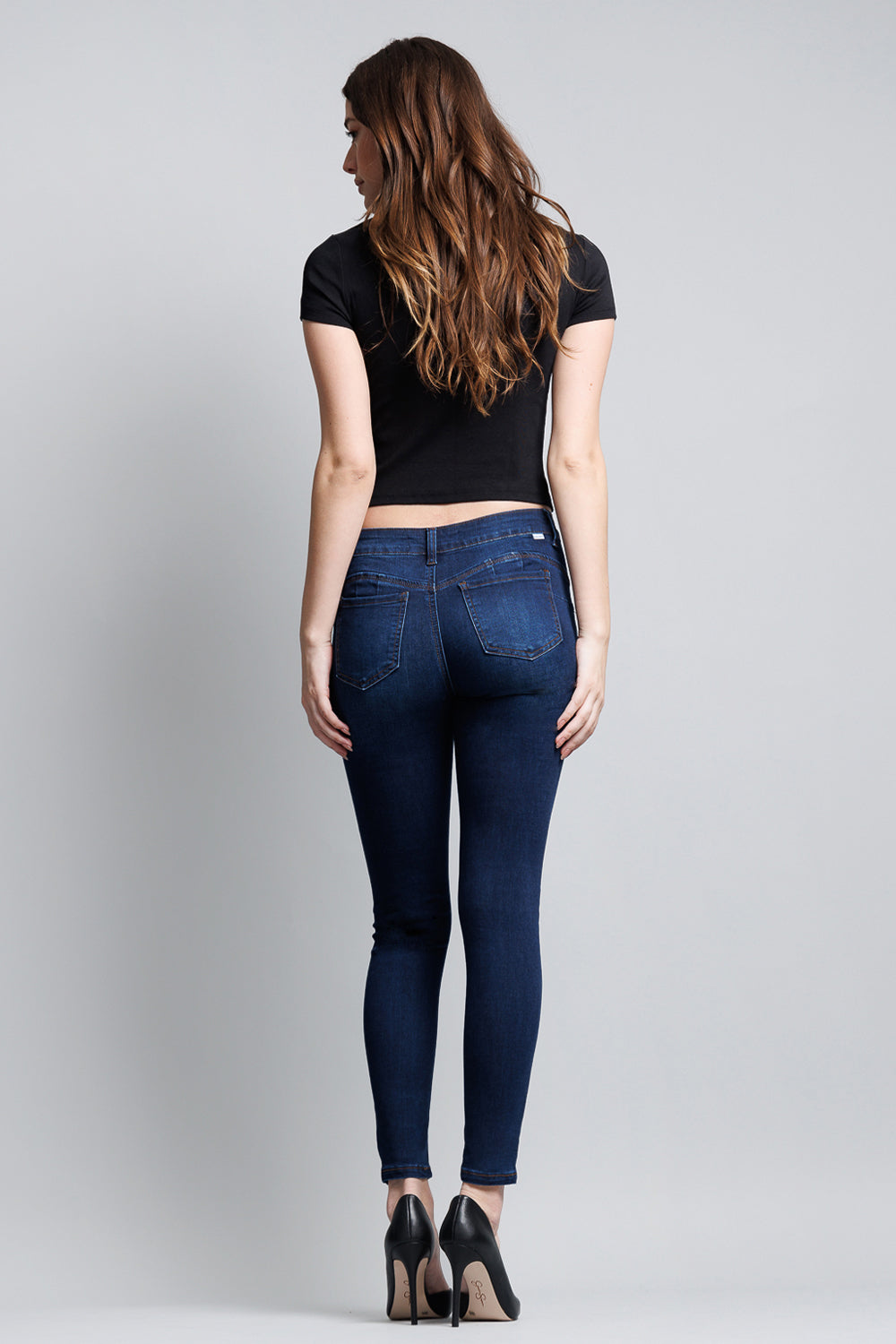 Mid Rise Push Up Ankle Skinny Jeans - Image 2