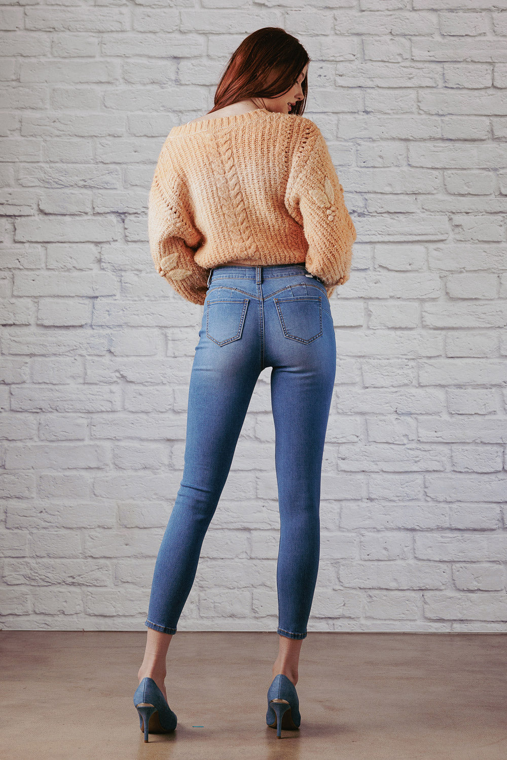 Mid Rise Push Up Ankle Skinny Jeans - Image 2