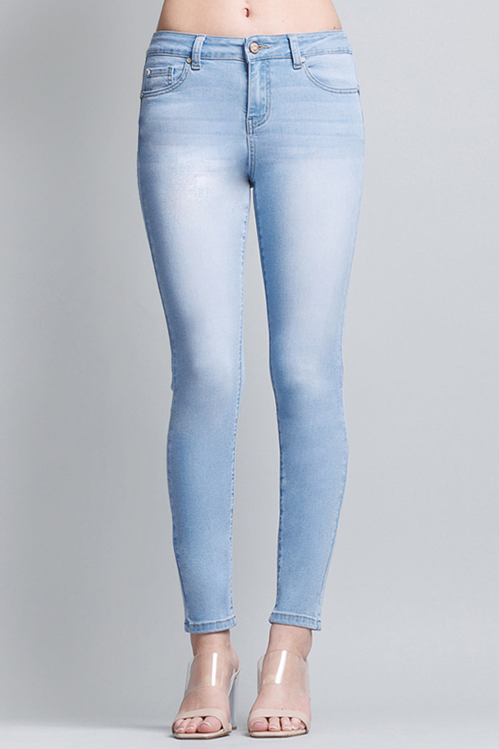 Mid Rise Push Up Ankle Skinny Jeans - Image 6