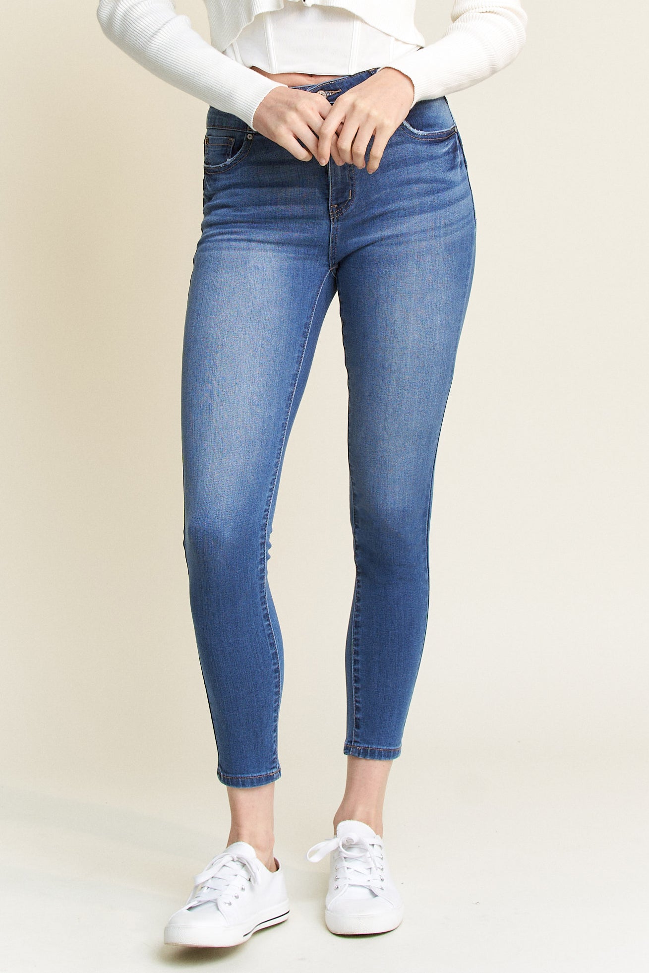 Double Waist High Rise Ankle Skinny Jeans - Image 7
