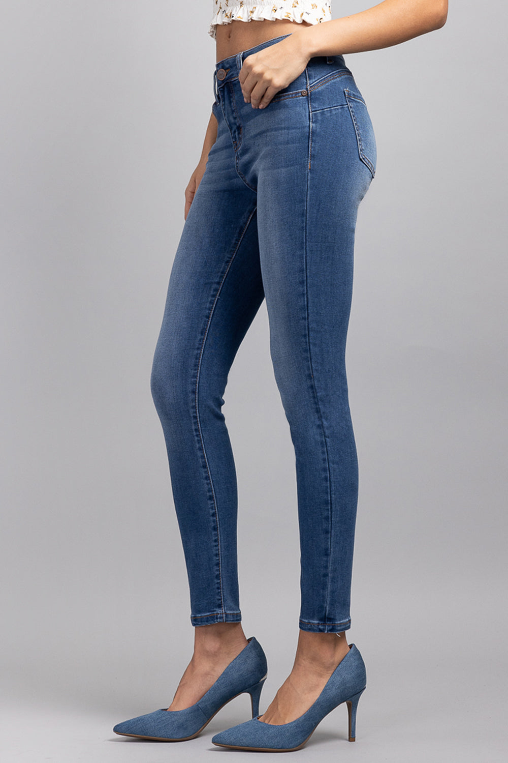 Mid Rise Push Up Ankle Skinny Jeans - Image 9