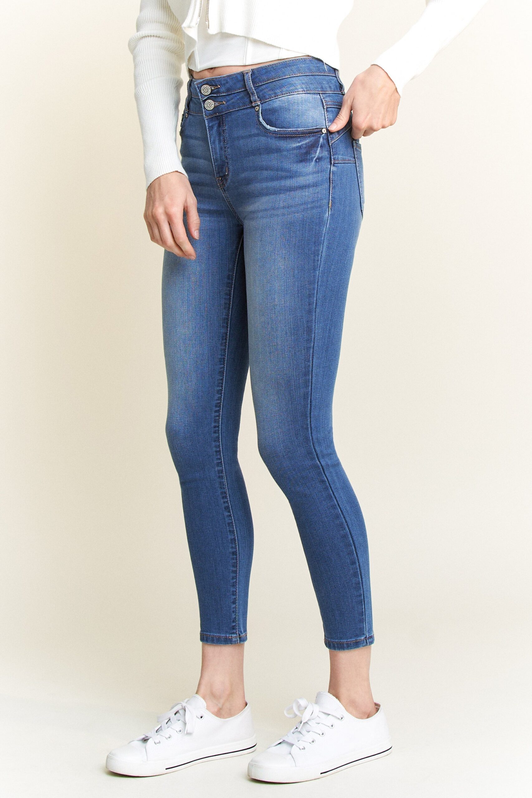 Double Waist High Rise Ankle Skinny Jeans - Image 10
