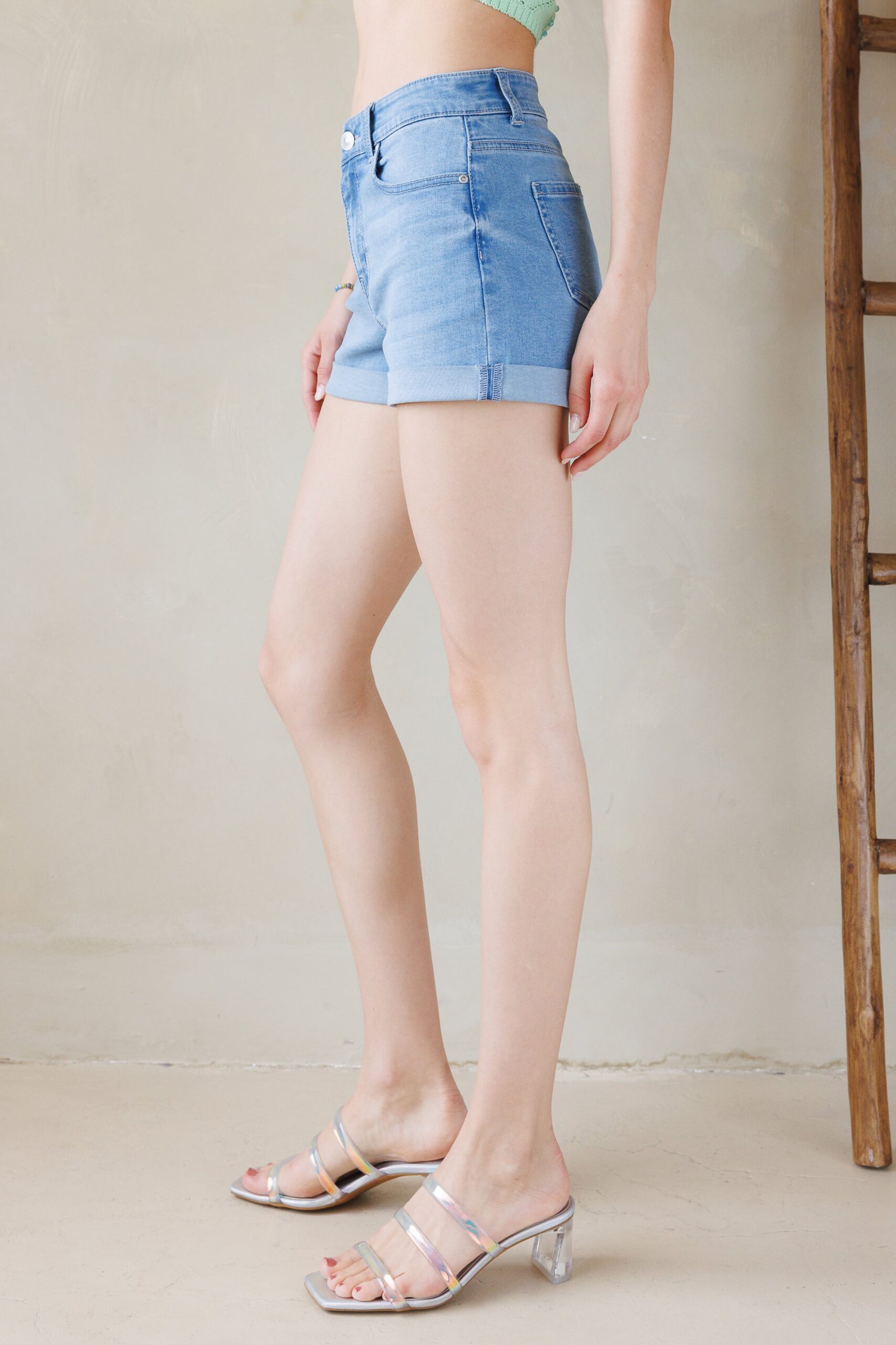 High Rise 5 Pocket Denim Shorts - Image 6