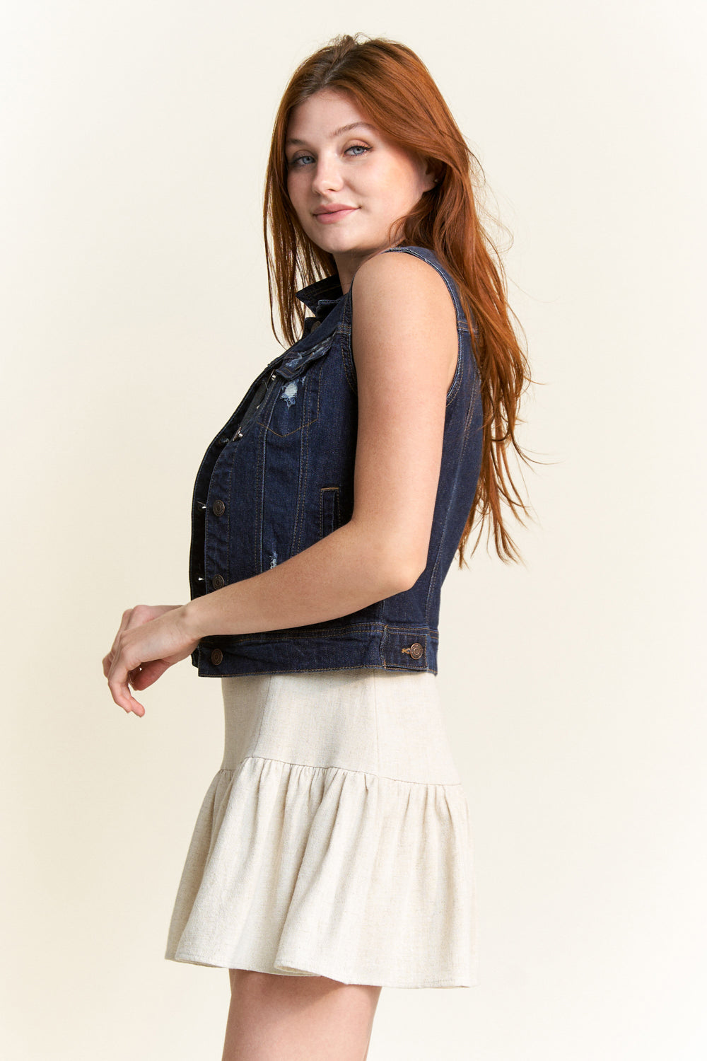 Destructed Regular Fit Denim Vest - Image 5