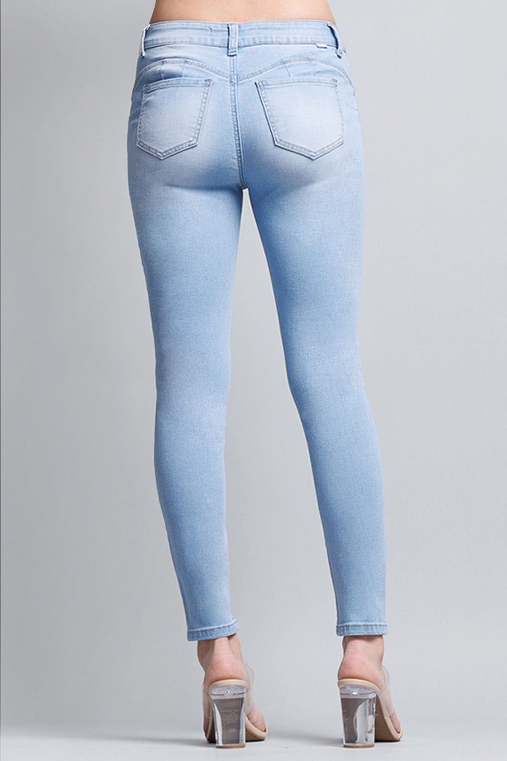 Mid Rise Push Up Ankle Skinny Jeans - Image 8