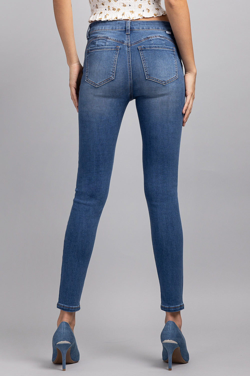 Mid Rise Push Up Ankle Skinny Jeans - Image 10