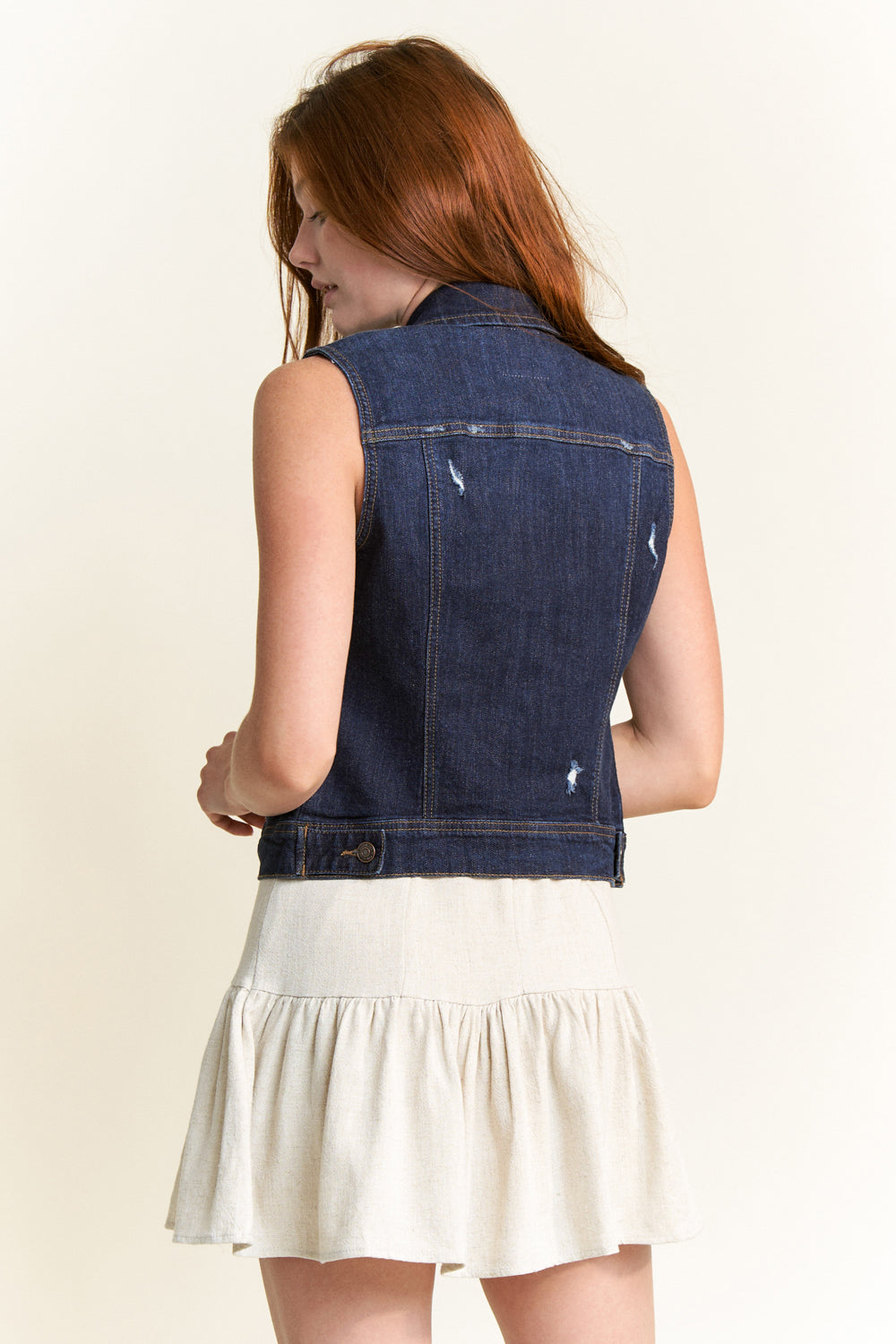 Destructed Regular Fit Denim Vest - Image 6